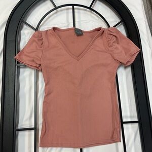 Women's Pink V-Neck Top